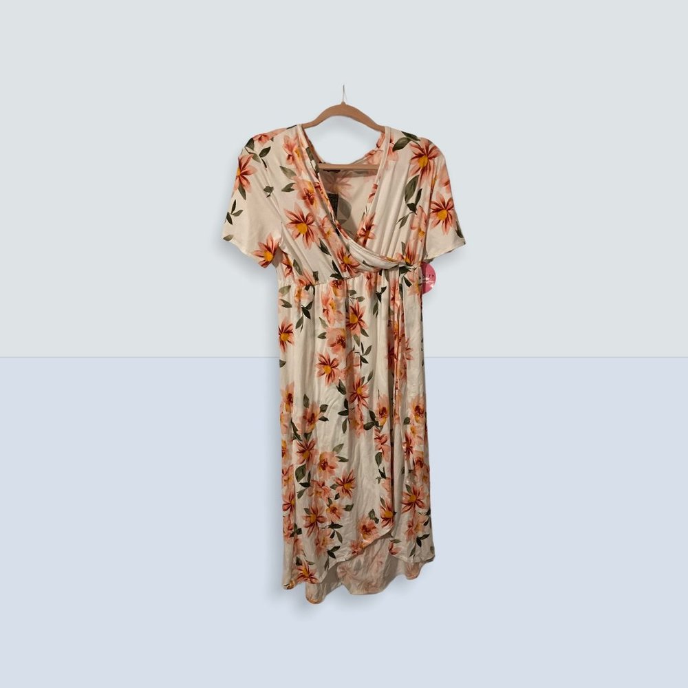 High Low Faux Wrap Maternity Dress